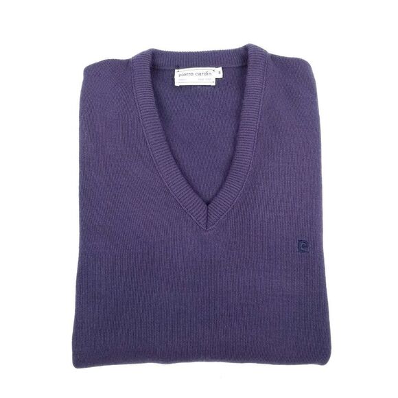VINTAGE Pierre Cardin Luxe Orlon Purple V-Neck Sweater Old Money Quiet Luxury - Picture 3 of 9